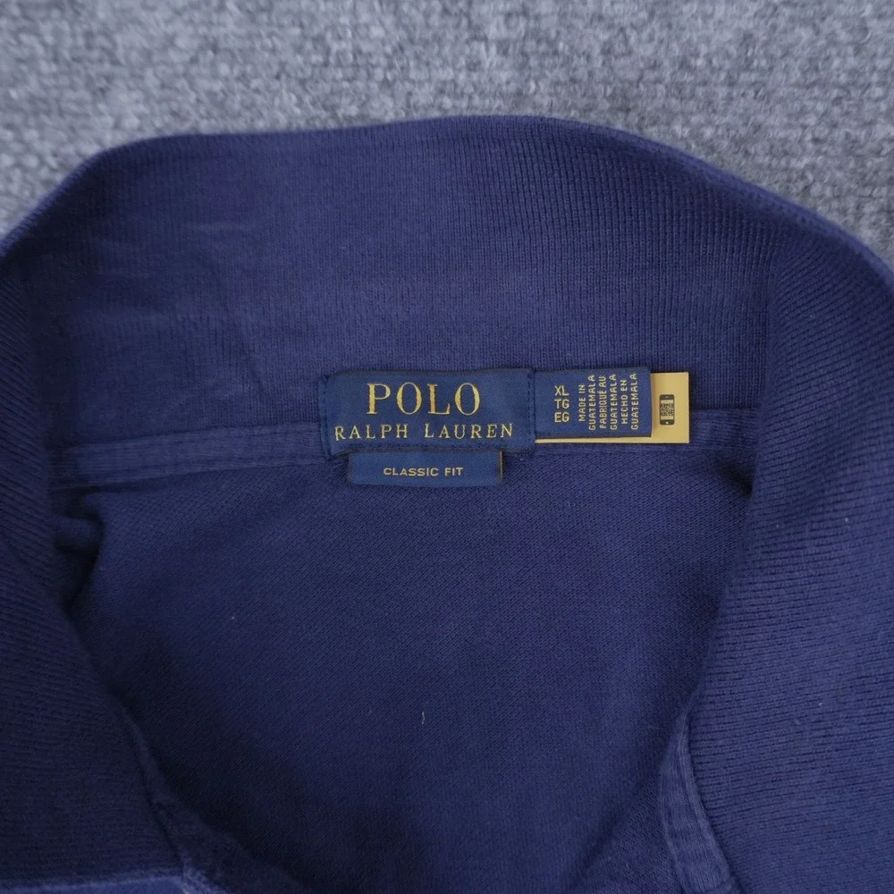 Polo Ralph Lauren Long Sleeve Polo Mens XL Navy Blue Classic Fit Cotton Mesh